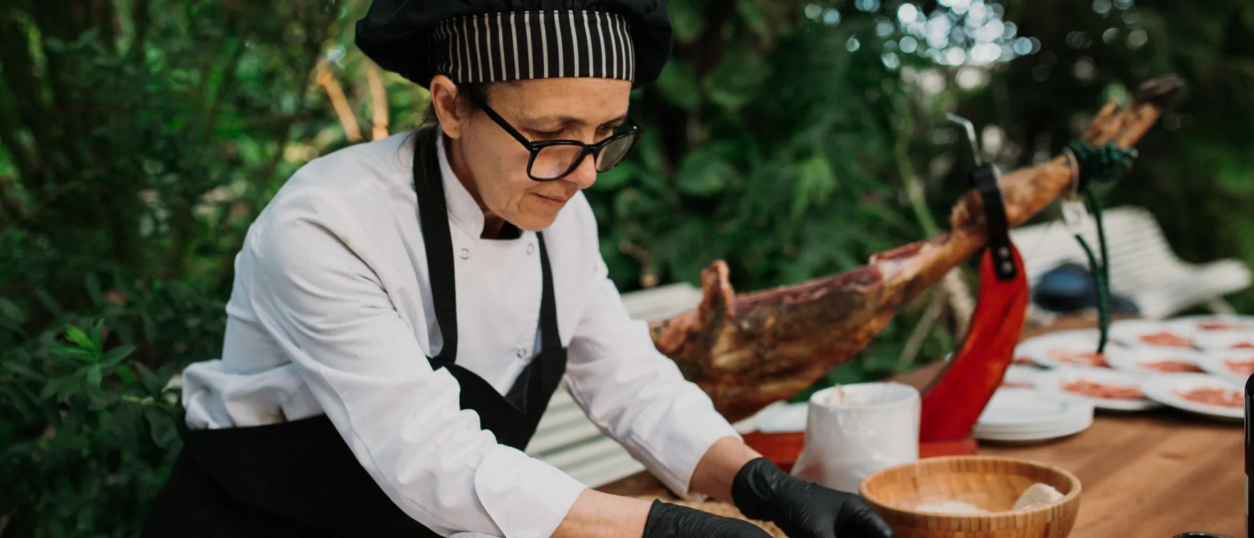 Gomeralia Catering kitchen team working at an event in Tenerife